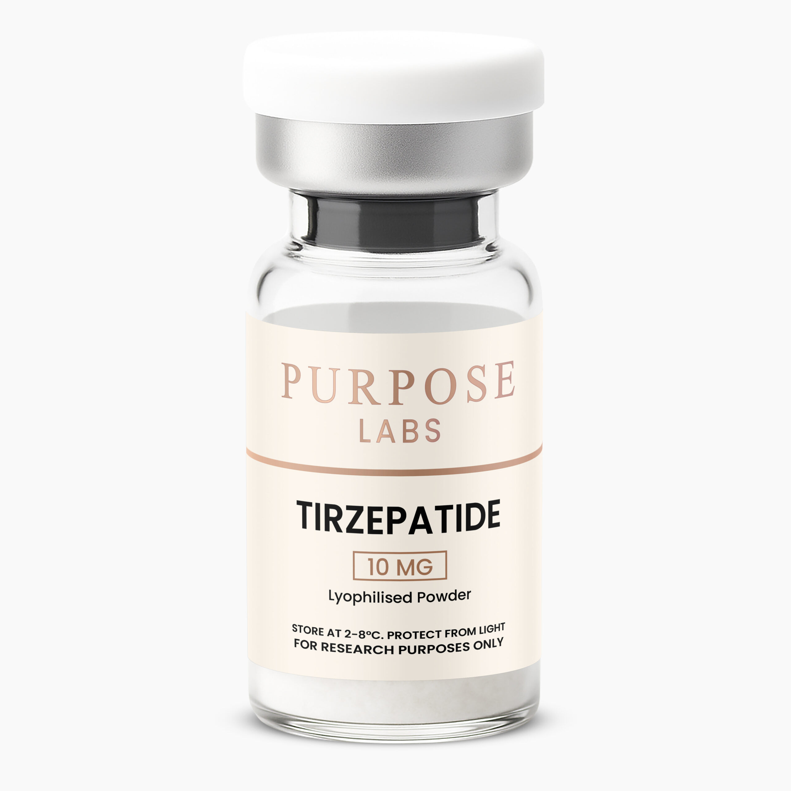 Tirzepatide 10mg dual GIP and GLP-1 research peptide vial – Purpose Labs Australia
